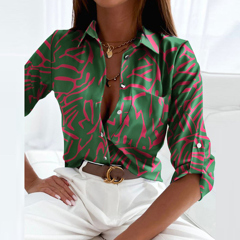 Fenna | Dames Print Blouse met Omslagkraag