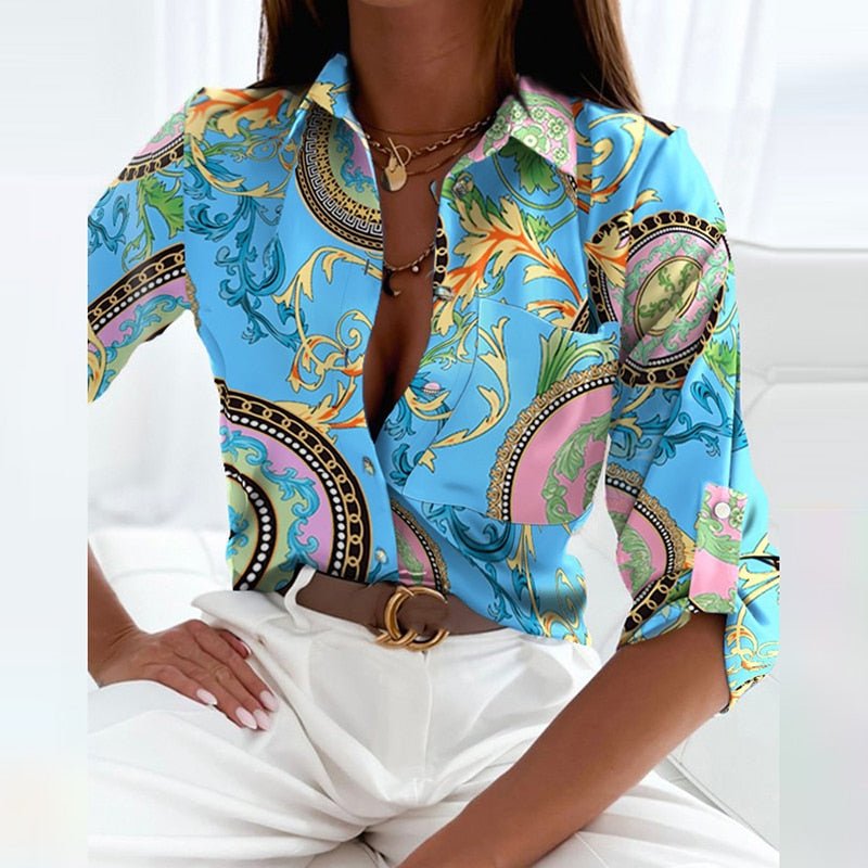 Fenna | Dames Print Blouse met Omslagkraag