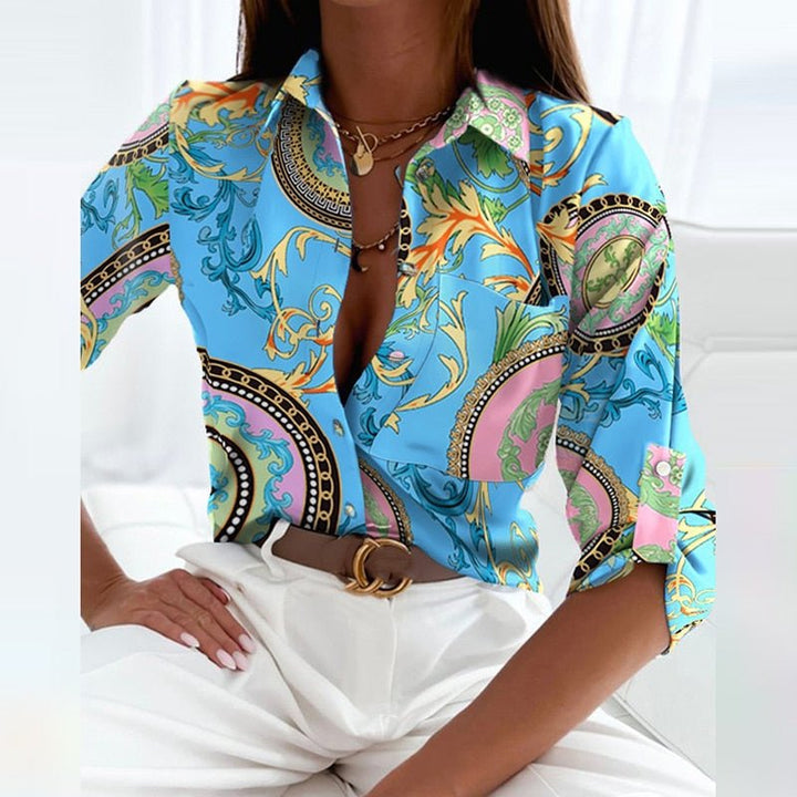 Fenna | Dames Print Blouse met Omslagkraag