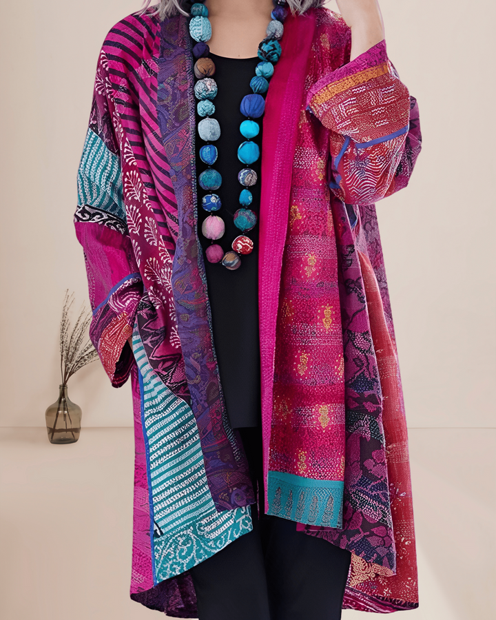 Guusje | Dames Boho Patchwork Print Kimono Vest