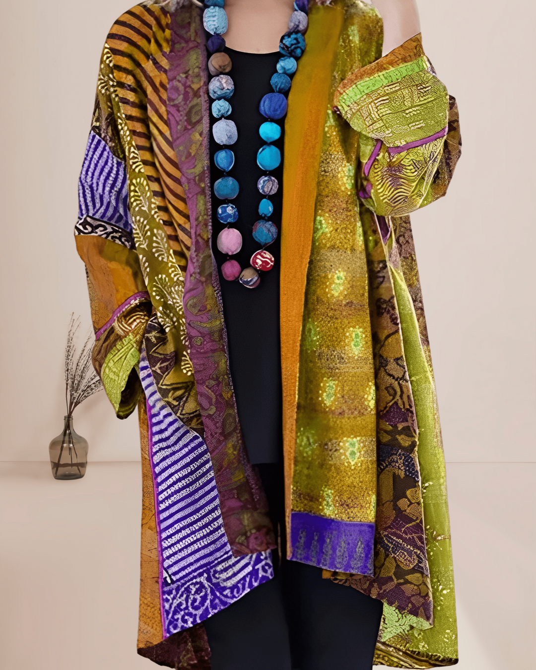 Guusje | Dames Boho Patchwork Print Kimono Vest