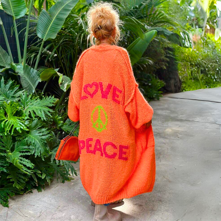 Isolde | Dames Love Peace Print Lang Vest