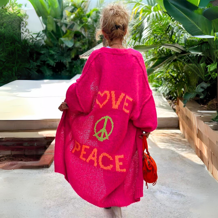Isolde | Dames Love Peace Print Lang Vest
