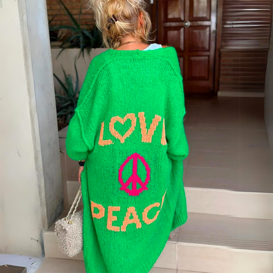 Isolde | Dames Love Peace Print Lang Vest