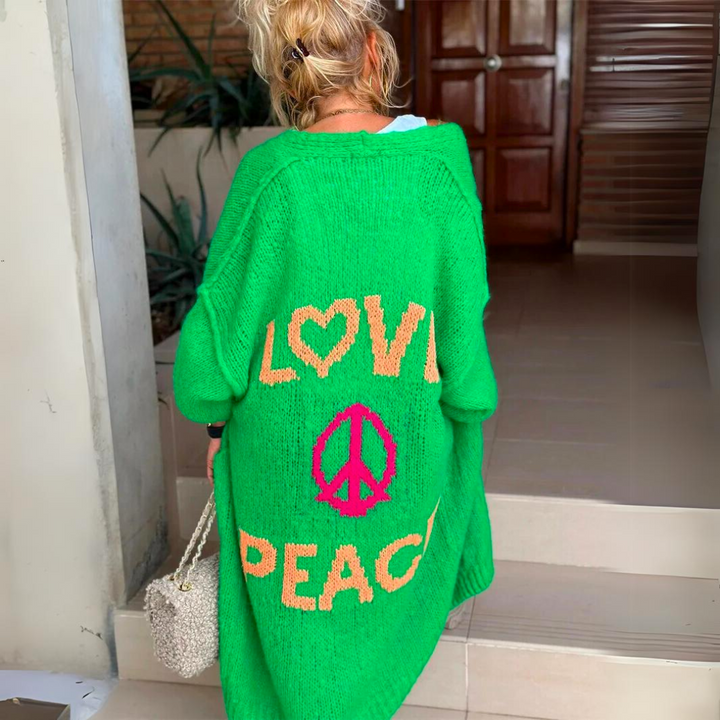 Isolde | Dames Love Peace Print Lang Vest