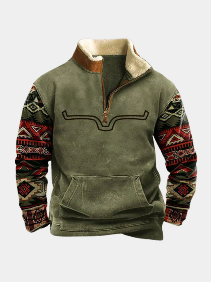 Laurent | Heren Aztec Print Halve Rits Sweater
