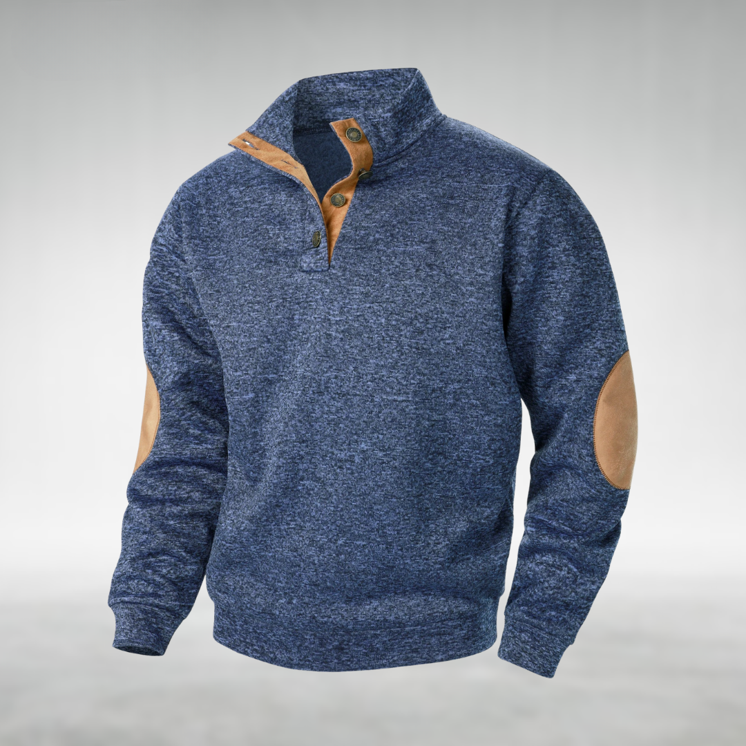 Laurent | Heren Elleboogpatch Quarter-Zip Trui