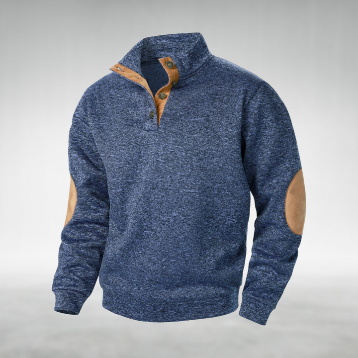 Laurent | Heren Elleboogpatch Quarter-Zip Trui