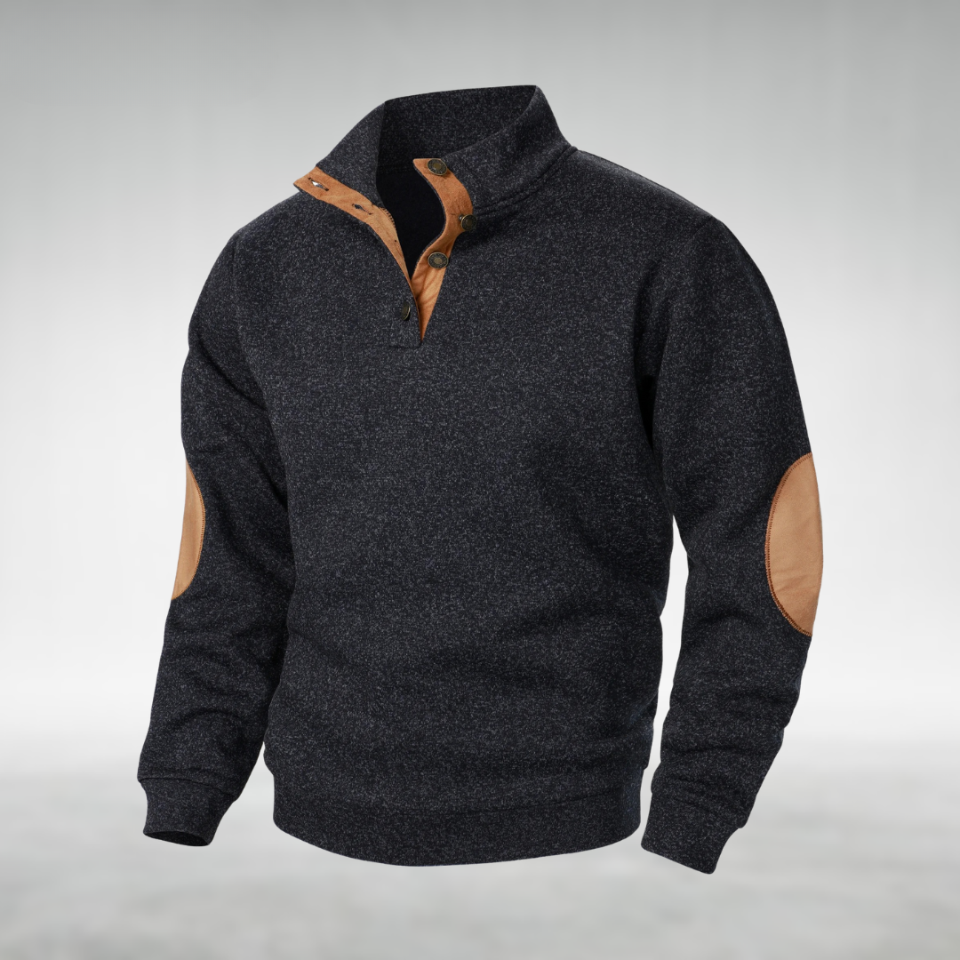 Laurent | Heren Elleboogpatch Quarter-Zip Trui