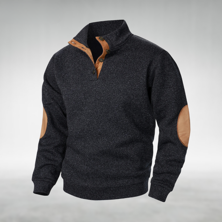 Laurent | Heren Elleboogpatch Quarter-Zip Trui