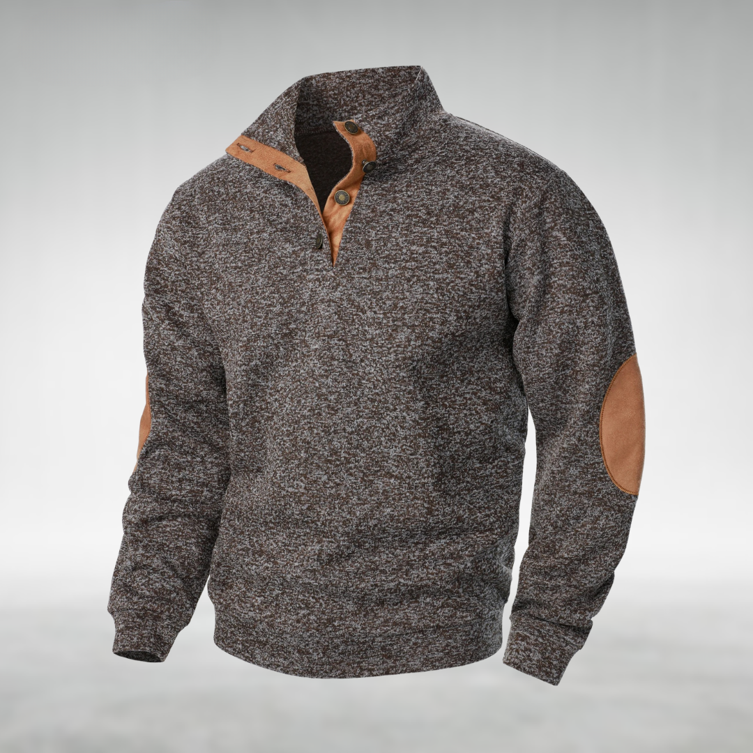 Laurent | Heren Elleboogpatch Quarter-Zip Trui