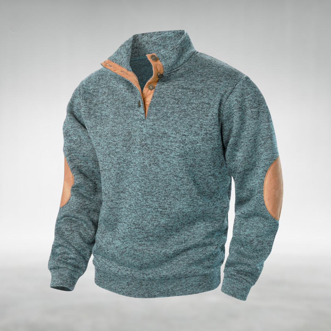 Laurent | Heren Elleboogpatch Quarter-Zip Trui