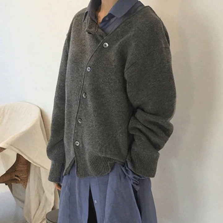 Marit | Dames Asymmetrisch Knoop Lange Mouw Vest
