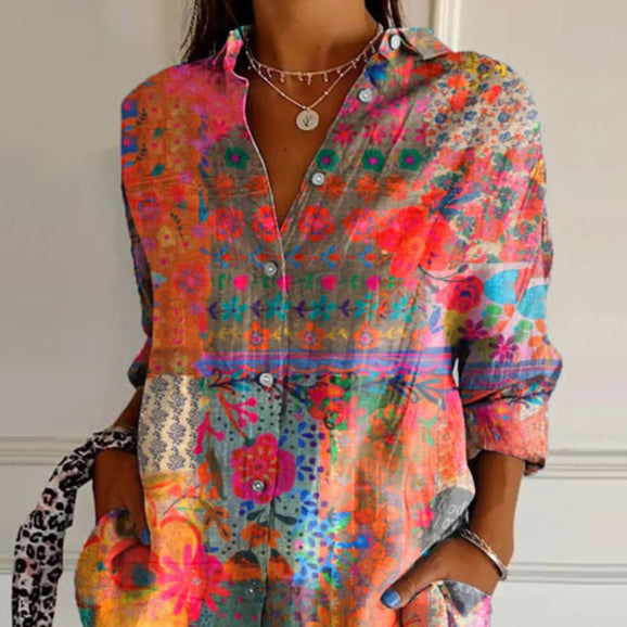 Marit | Dames Bloemenprint V-Hals Blouse