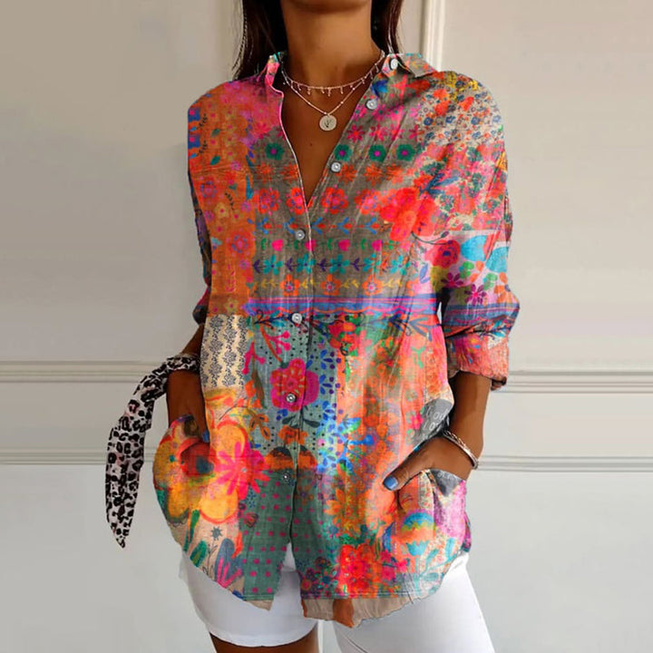 Marit | Dames Bloemenprint V-Hals Blouse