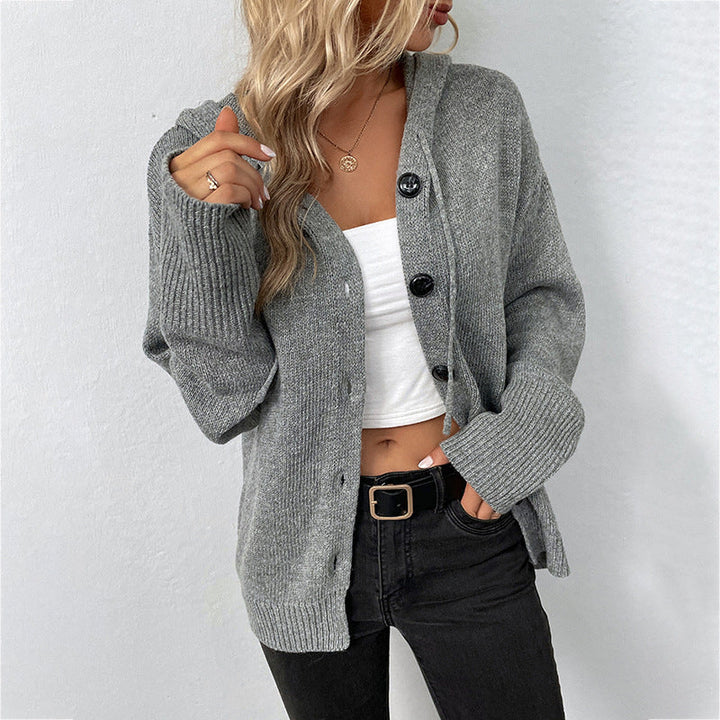 Merel | Dames Gebreid Capuchon Knoop Vest