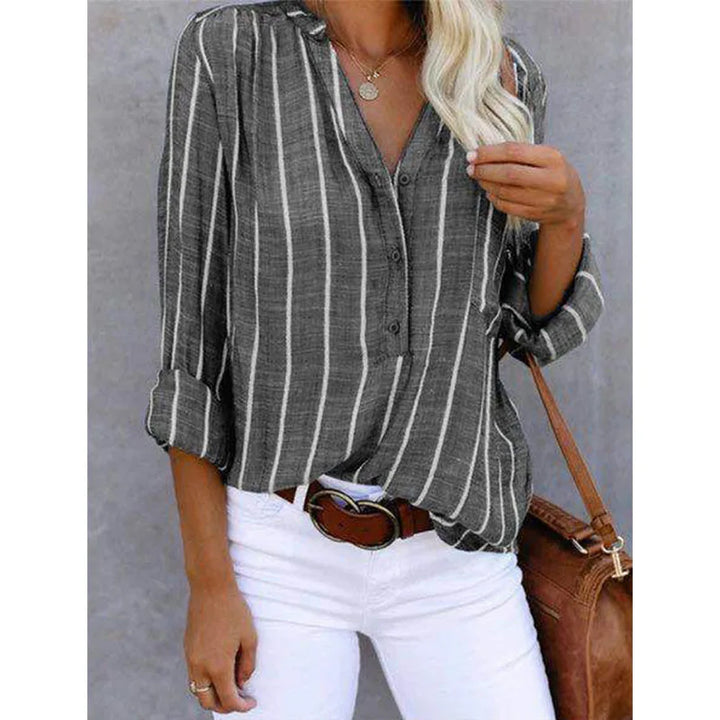 Noor | Dames Gestreepte V-hals Blouse