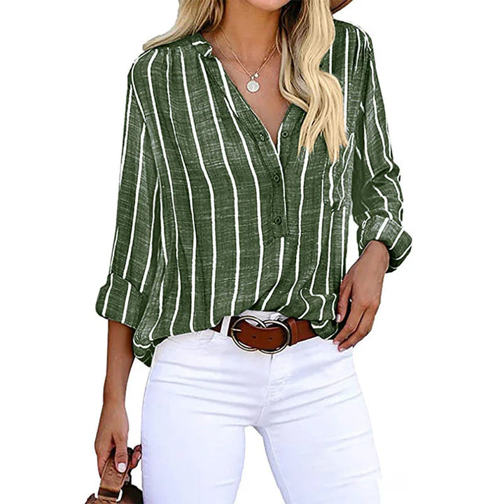 Noor | Dames Gestreepte V-hals Blouse