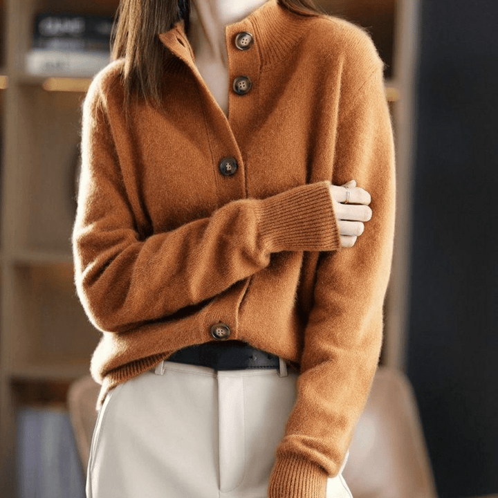Roosmarijn | Dames Knoop Kraag Gebreid Vest