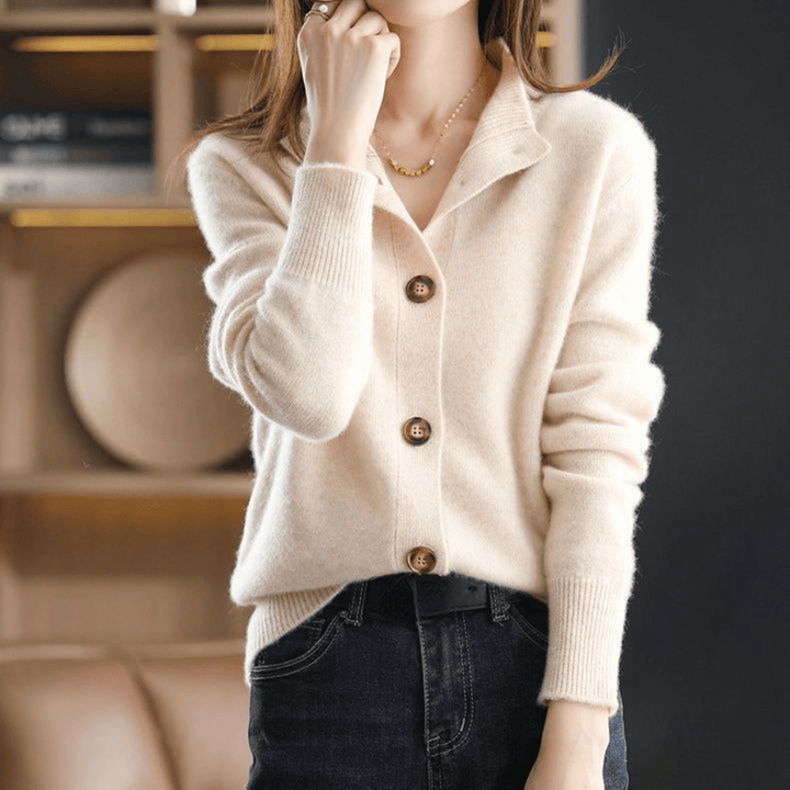 Roosmarijn | Dames Knoop Kraag Gebreid Vest
