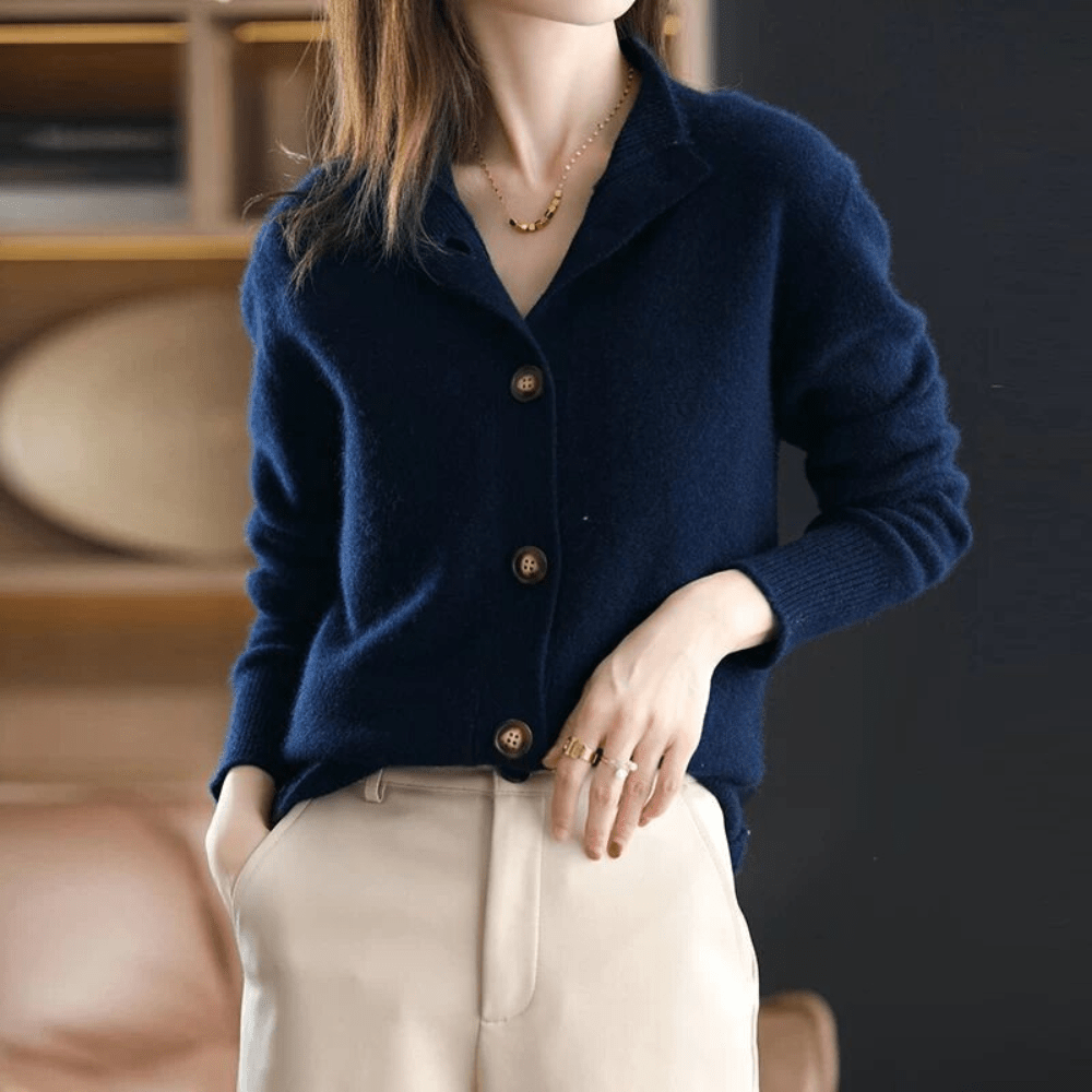 Roosmarijn | Dames Knoop Kraag Gebreid Vest
