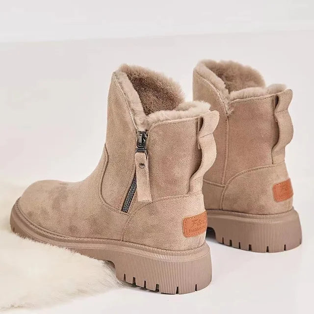 Tessa | Dames Ritsdetail Ronde Neus Mid-Calf Laarzen