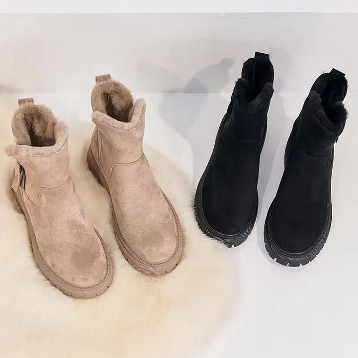 Tessa | Dames Ritsdetail Ronde Neus Mid-Calf Laarzen