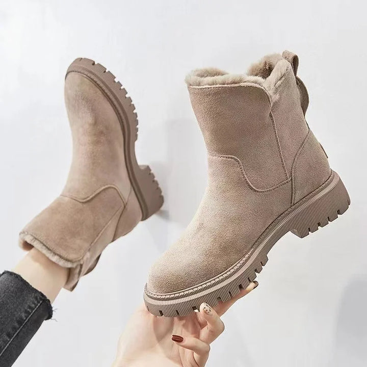 Tessa | Dames Ritsdetail Ronde Neus Mid-Calf Laarzen