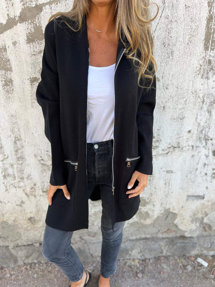 Xandra | Dames Lange Rits Zakken Longline Vest