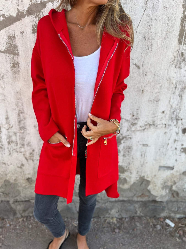 Xandra | Dames Lange Rits Zakken Longline Vest